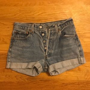Levi’s high waisted denim shorts